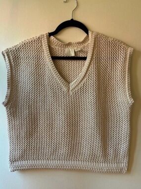 Joie Cream Knit V-Neck Sweater Vest